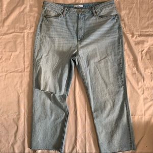 Elizabeth and James Light Wash Raw Hem Straight Leg Jeans sz 18
